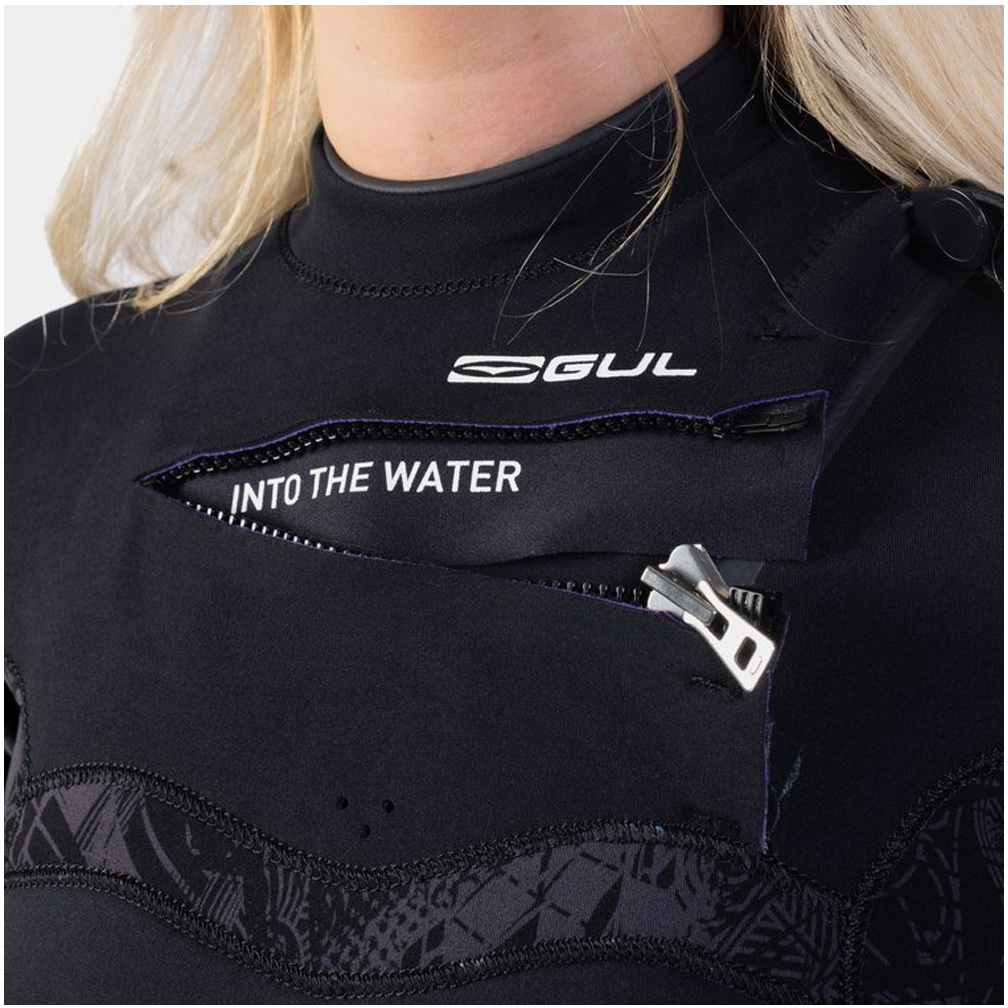 2026 Gul Womens Response FX 5/4mm Chest Zip Wetsuit RE1265-C1 - Black / Broken Palm
